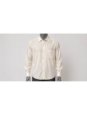 Burma Bibas Men’s L 100% Silk Ivory Long Sleeve Button Front Shirt